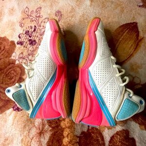 White and Pink Athletic Shoes with Breathable Mesh